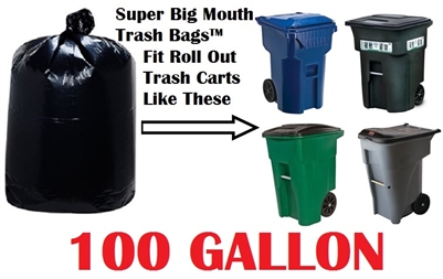 100 Gallon Trash Bags SUPER BIG MOUTH TRASH BAGS - X-LARGE Size 58" x 60" - 30 Count