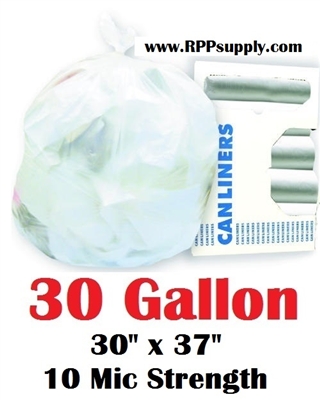 30 Gallon Trash Bags 30 Gal Garbage Bags Can Liners - 30" x 37" 10 Micron CLEAR 500ct