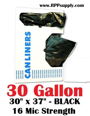 30 Gallon Trash Bags 30 Gal Garbage Bags Can Liners - 30" x 37" 16 Micron BLACK 500ct