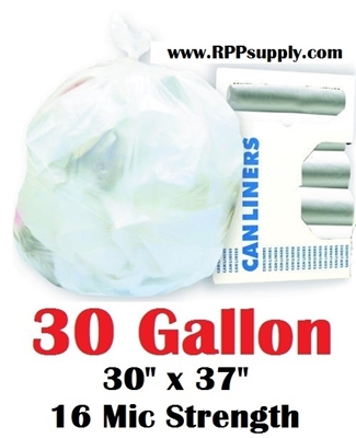 30 Gallon Trash Bags 30 Gal Garbage Bags Can Liners - 30" x 37" 16 Micron CLEAR 500ct