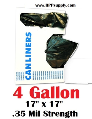 4 Gallon Trash Bags 4 Gal Garbage Bags Can Liners - 17" x 17" .35 Mil 1000ct