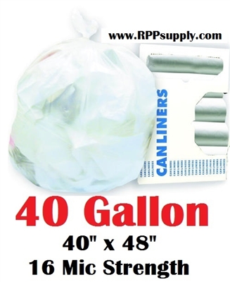 40 Gallon Trash Bags 40 Gal Garbage Bags Can Liners - 40" x 48" 16 Micron CLEAR 250ct