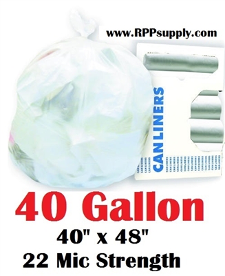 40 Gallon Trash Bags 40 Gal Garbage Bags Can Liners - 40" x 48" 22 Micron CLEAR 150ct