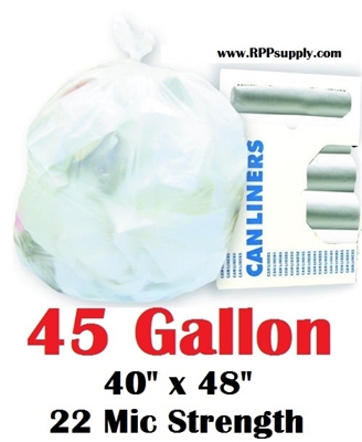 45 Gallon Trash Bags 45 Gal Garbage Bags Can Liners - 40" x 48" 22 Micron CLEAR 150ct