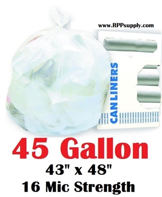 45 Gallon Trash Bags 45 Gal Garbage Bags Can Liners - 43" x 48" 16 Micron CLEAR 200ct