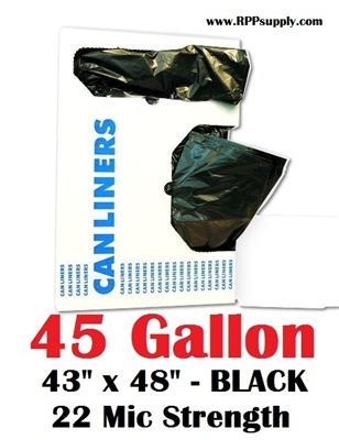 45 Gallon Trash Bags 45 Gal Garbage Bags Can Liners - 43" x 48" 22 Micron BLACK 150ct