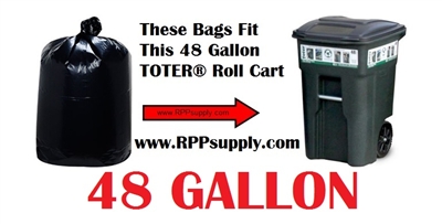 48 Gallon Trash Bags for TOTER Roll Carts Super Big Mouth Trash Bags - LARGE 48 Gallon Size 50