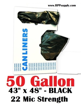 50 Gallon Trash Bags 50 Gal Garbage Bags Can Liners - 43" x 48" 22 Micron BLACK 150ct