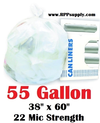 55 Gallon Trash Bags 55 Gal Garbage Bags Can Liners - 38" x 60" 22 Micron CLEAR 150ct