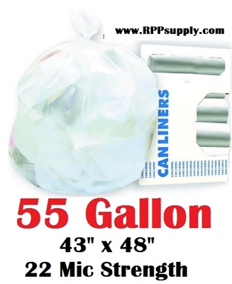 55 Gallon Trash Bags 55 Gal Garbage Bags Can Liners - 43" x 48" 22 Micron CLEAR 150ct