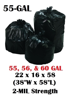 55 Gallon Trash Bags 55 Gal Garbage Bags Can Liners - 22 x 16 x 58 - 38