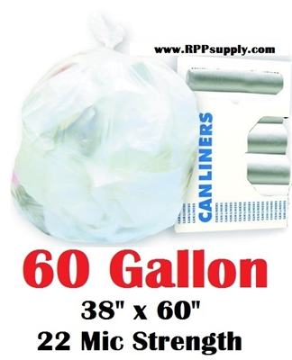 60 Gallon Trash Bags 60 Gal Garbage Bags Can Liners - 38" x 60" 22 Micron CLEAR 150ct