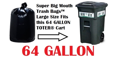 64 Gallon Trash Bags Super Big Mouth Trash Bags - LARGE 64 Gallon Size 50" x 58" - 30 Count