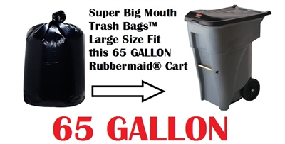 65 Gallon Trash Bags Super Big Mouth Trash Bags - LARGE 65 Gallon Size 50" x 58" - 30ct