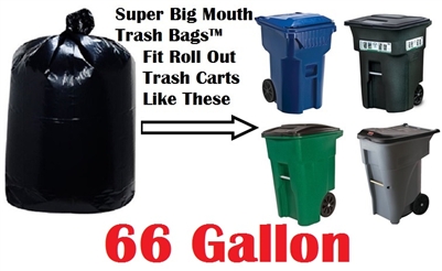 66 Gallon Trash Bags Super Big Mouth Trash Bags - LARGE 66 Gallon Size 50" x 58" - 30ct