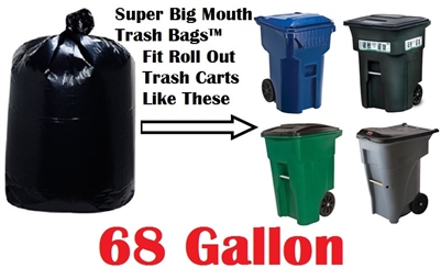 68 Gallon Trash Bags Super Big Mouth Trash Bags - LARGE 68 Gallon Size 50