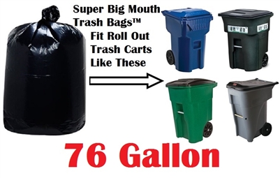 76 Gallon Trash Bags Super Big Mouth Trash Bags - LARGE Size 50" x 58" - 30ct