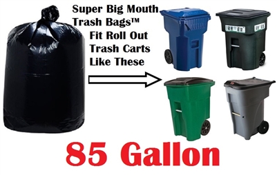 85 Gallon Trash Bags Super Big Mouth Trash Bags - X-LARGE Size 58" x 60" - 30ct