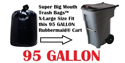 95 Gallon Garbage Bag Can Liners - Super Big Mouth Trash Bags - X-LARGE Size 58