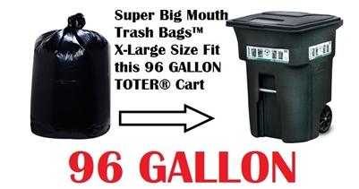 96 Gallon Garbage Can Liners - Super Big Mouth Trash Bags - X-LARGE Size 58" x 60" - 30ct
