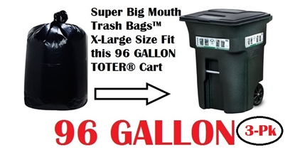 96 Gallon Trash Bags Super Big Mouth Trash Bags - X-LARGE 96 Gallon Size 58