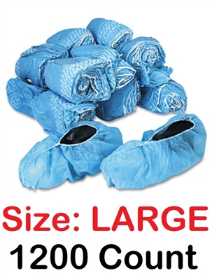 Disposable Shoe Covers Booties for Daycare, Hospital, Medical, Anti Skid Non Skid - BULK 1200 Count LARGE