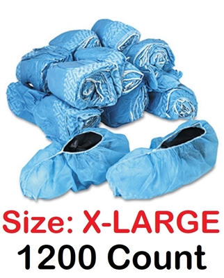Disposable Shoe Covers Booties for Daycare, Hospital, Medical, Anti Skid Non Skid - BULK 1200 Count X-LARGE