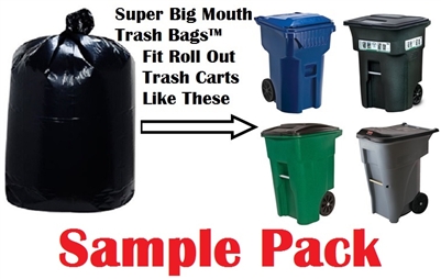 SAMPLE PACK - Super Big Mouth Trash Bags - 1 LARGE & 1 X-LARGE Fits 48 - 100 Gallon Trash Carts