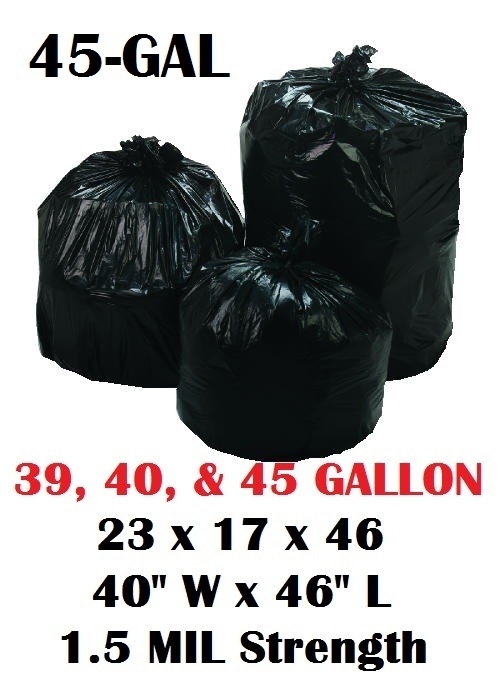 45 Gallon Trash Bags Garbage Bags Can Liners - 23 x 17 x 46 - 40